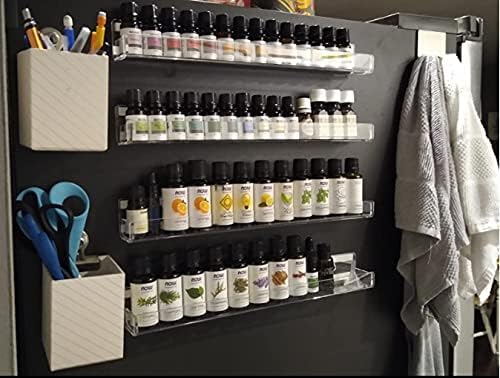 LikeU Nail Polish Rack Wall Mounted Shelf 4 Pack, Clear Acrylic Holder Organizer With Removable Anti-slip End Inserts, 4 Tiers Floating Display for 60 Bottles