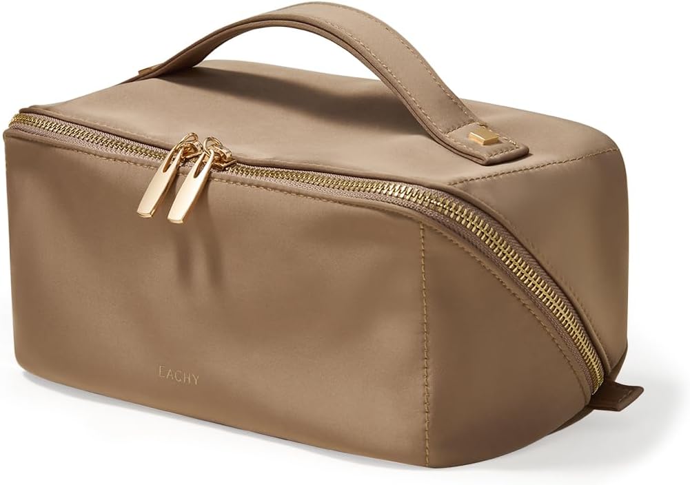 EACHY Travel Makeup Bag,Large Capacity Cosmetic Bags for Women,Waterproof Portable Pouch Open Flat Toiletry Bag Pattern Makeup Bag