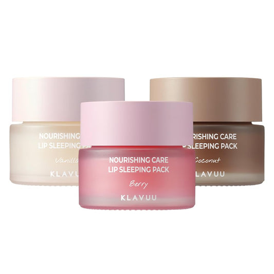Klavuu Lip Mask (3PCS) – Overnight Deep Hydrating Korean Lip Balm Treatment for Very Dry, Chapped Lips | Lip Lightening & Plumping with Instant Hydration (Vanilla + Berry + Coconut)