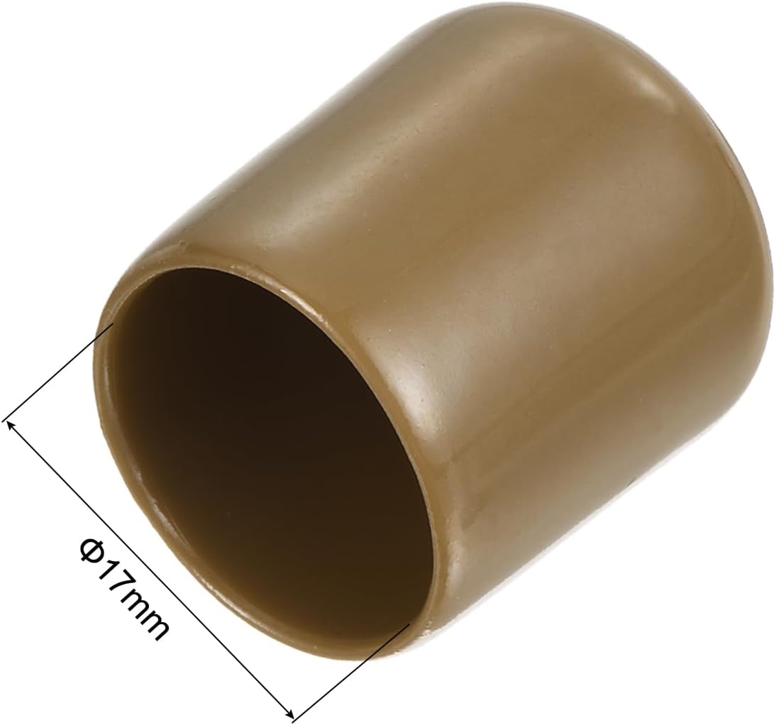 uxcell 50pcs Rubber End Caps 17mm ID Vinyl PVC Round Tube Bolt Cap Cover Screw Thread Protectors Light Brown, 0.67 inch