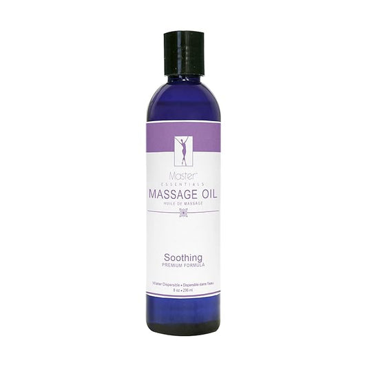 Master Massage Organic Massage Oil - 8 fl oz, Soothing Sense, Water-Soluble, Skin-Nourishing Formula for Relaxation, Ideal for Massage Therapy and Home Use, Pack of 1