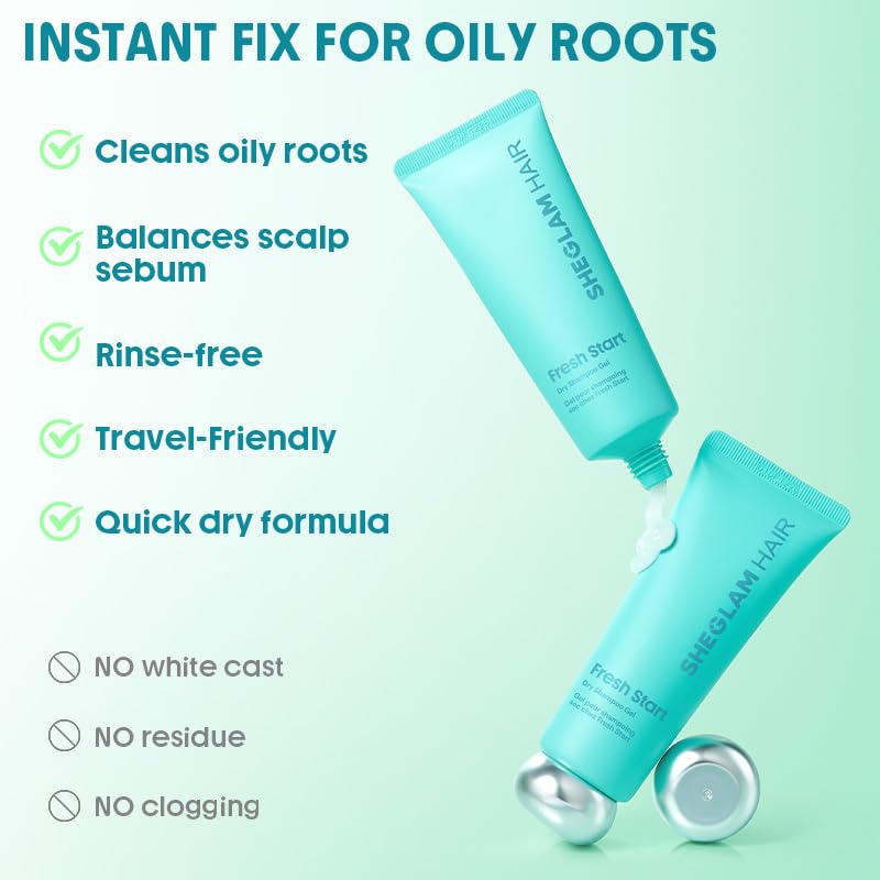 SHEGLAM Travel Dry Shampoo Gel for Oily Hair Tsa Approved - Non Aerosol, Instantly Refreshes & volumizing - With Hyaluronic Acid & Centella Asiatica