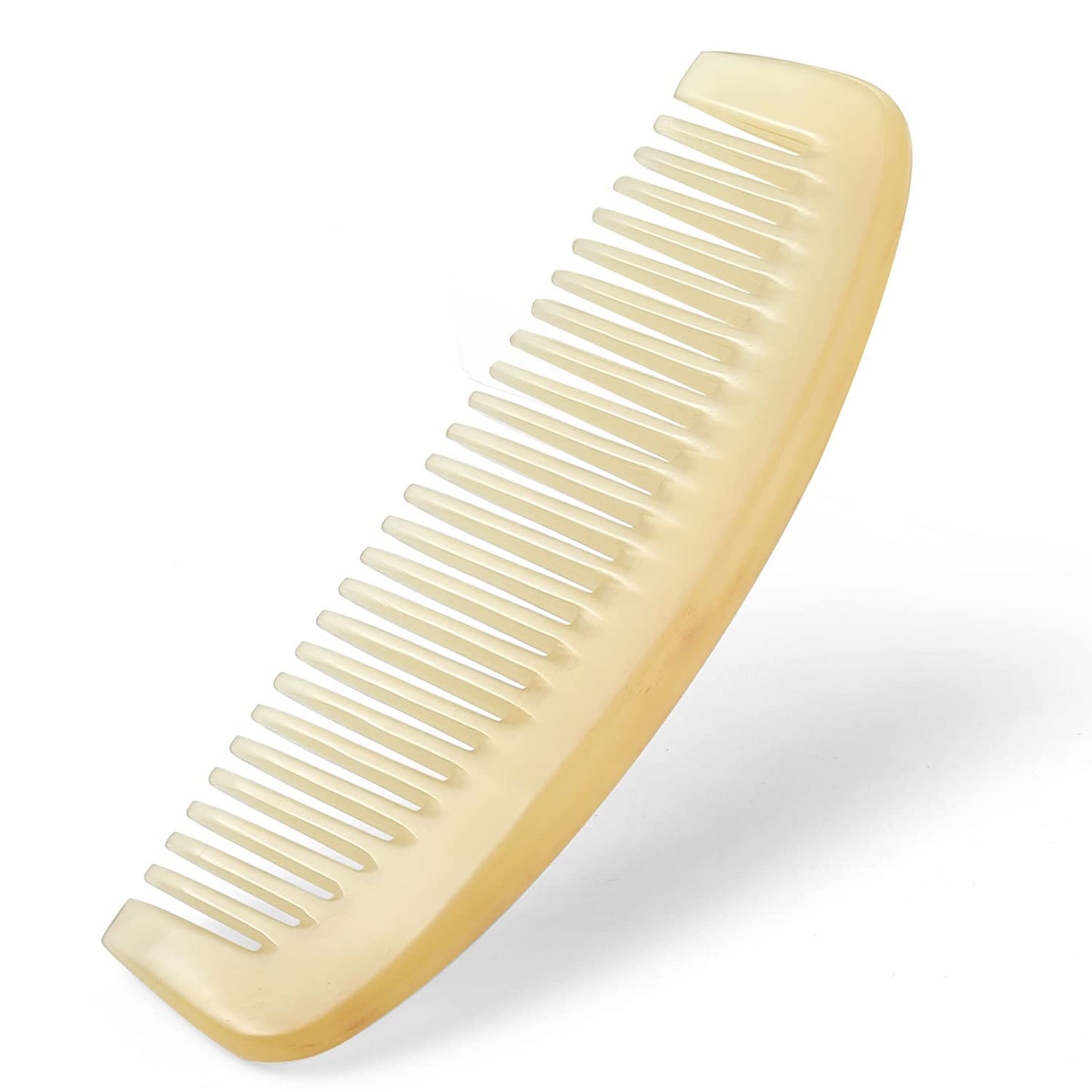 Premium Quality 100% Handmade Anti Static Natural Sheep Horn Comb - Professional Detangling Massage Comb (Wide Tooth)