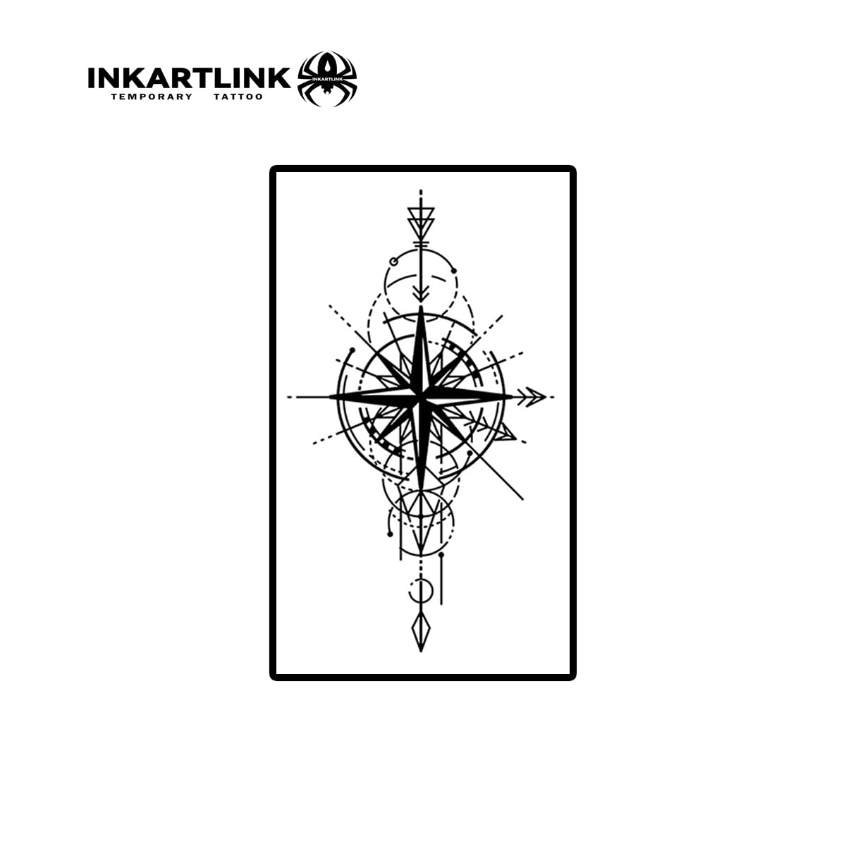 INKARTLINK Semi Permanent Tattoo, Temporary Tattoo, cool boy's gift, adult art design, party gift, waterproof, realistic, no adhesive, no reflective (Commander and Astrolabe)