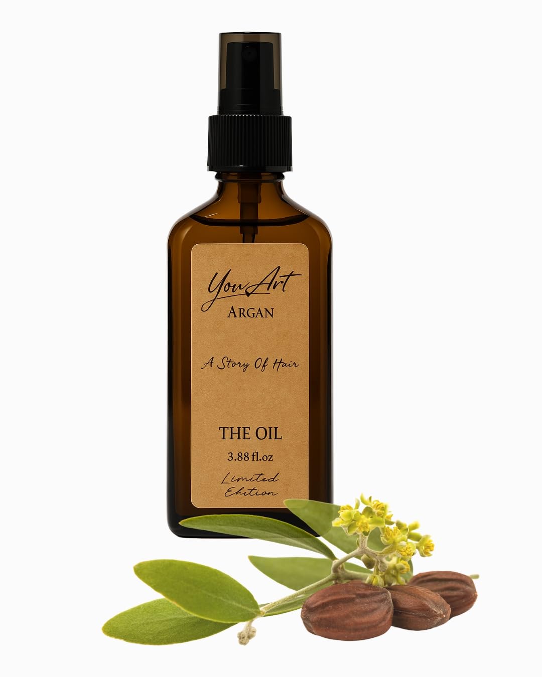 YouArt Organic Argan Hair Oil, Limited Edition, 3.88 fl.oz, Nourishing Treatment for Dry Hair