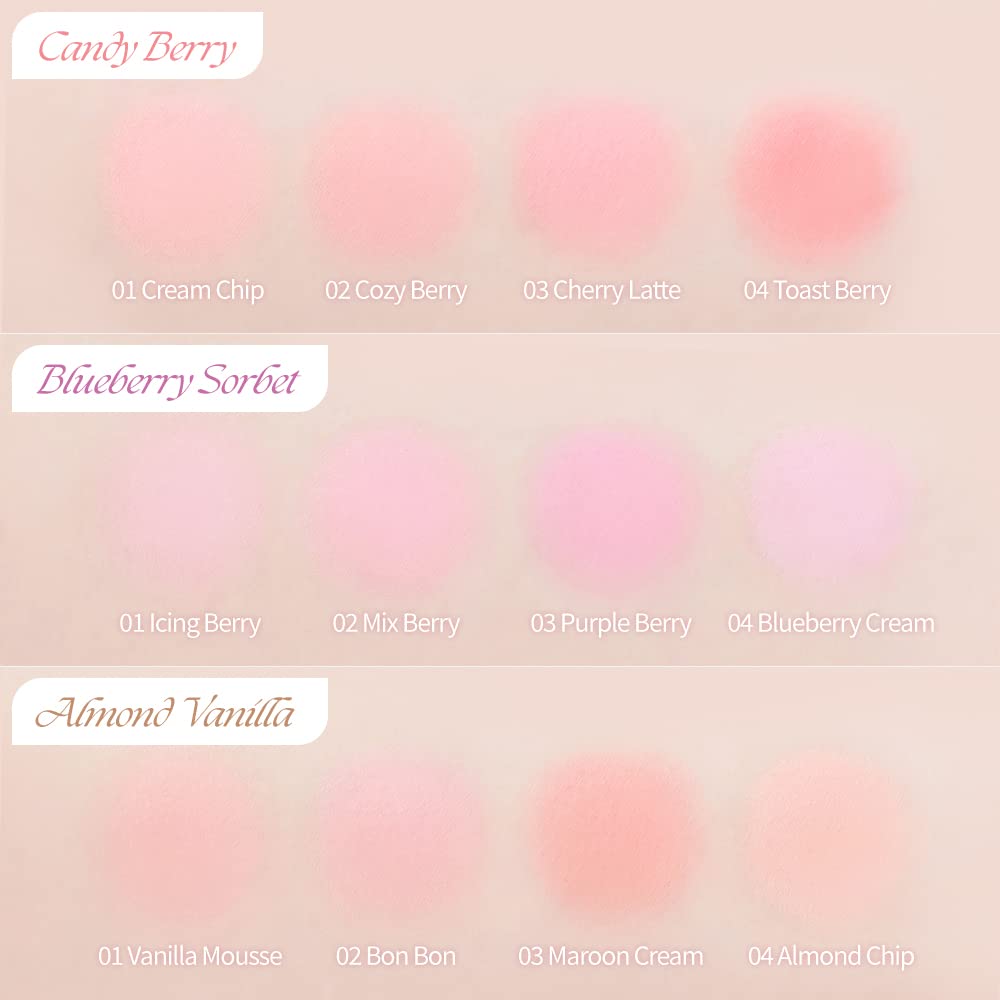 Dasique Blending Mood Cheek #07 Candy Berry | 4 Blendable Shades in Lightweight Smooth Powder | Vegan | Blush