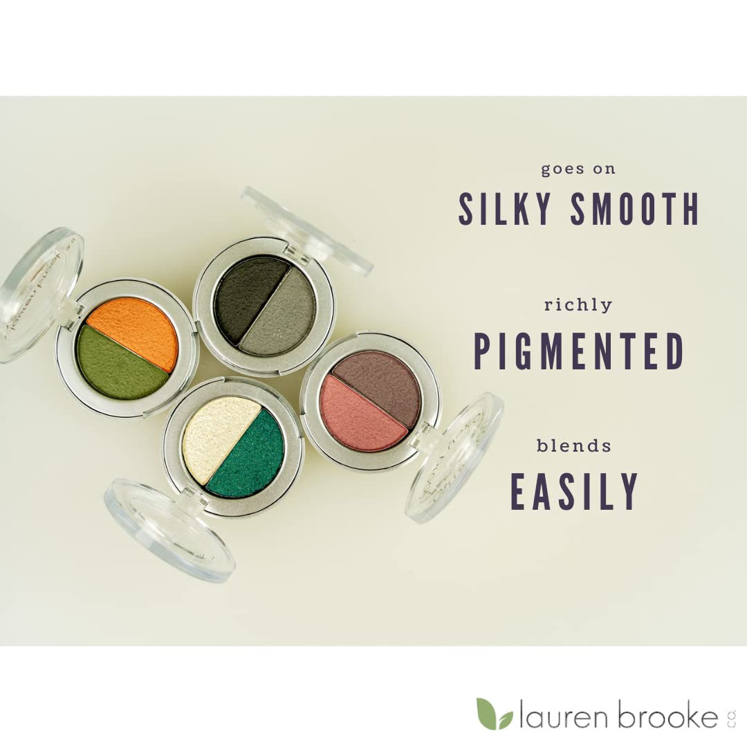 Lauren Brooke Cosmetiques Pressed Eye Shadow Duo, Richly Pigmented Natural Eyeshadow, EU Certified Organic Makeup For Women (Morning Dew/Summer Wind)