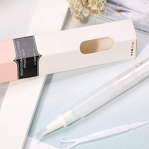 Natural Double Eyelid Pen Glue, 2-Pack Invisible Double Eyelid Styling Cream Long Lasting Liquid Eyelid Glue Eyelid Shaping Pen Gel Double Eyelid Serum Make Eyes Bigger