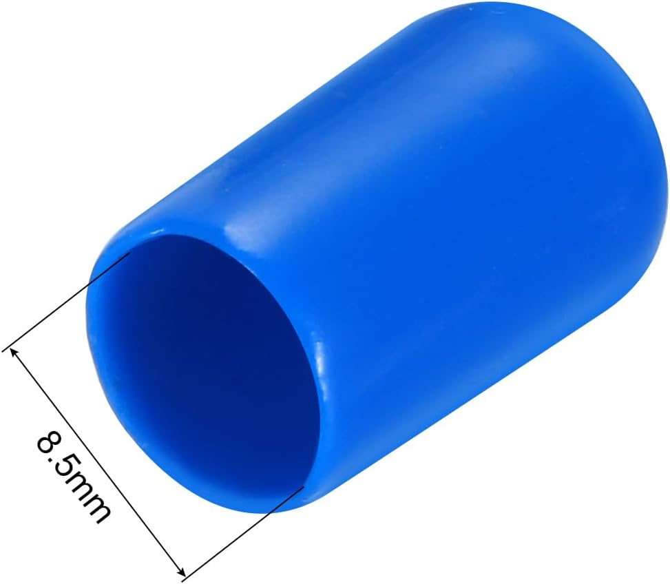 uxcell 50pcs Rubber End Caps 8.5mm ID Vinyl PVC Round Tube Bolt Cap Cover Screw Thread Protectors Blue, 0.33 inch