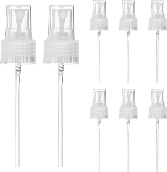 Fine Mist Spray Top, Spray Bottle Top Nozzle Sprayer Reusable Replacement for 24 Caliber Bottles Pump - Fitting For(Essential Oil Bottles/Perfumes/Cleaning Solution) 8 Pcs & Clear