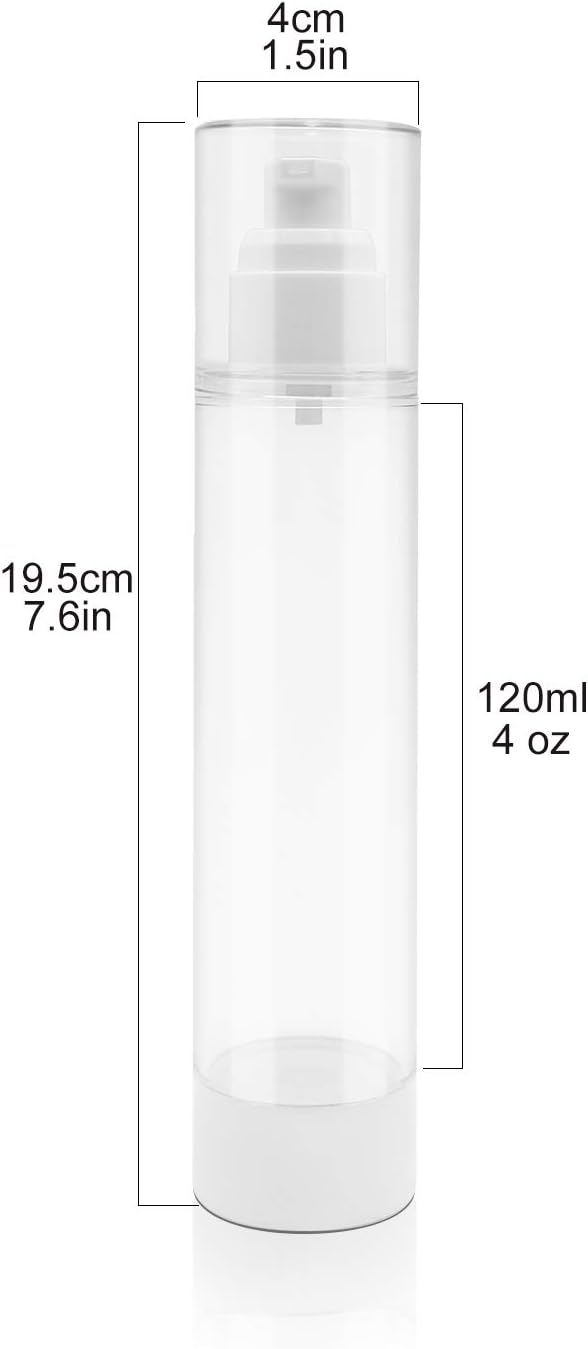 TRENDBOX 120ml / 4oz Airless Vaccum Pump Travel Bottles for Lotions, Cream - 12 Pack