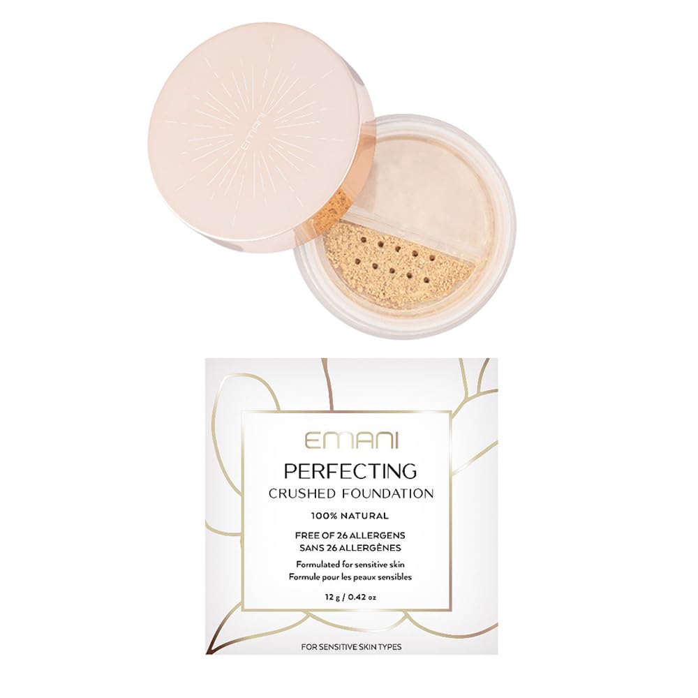 Emani Loose Powder Foundation Makeup for Sensitive Skin, Skin Perfecting, Natural Mineral Foundation with Buildable Coverage, Oil Control, Talc Free, Cruelty-Free & Vegan, Tender