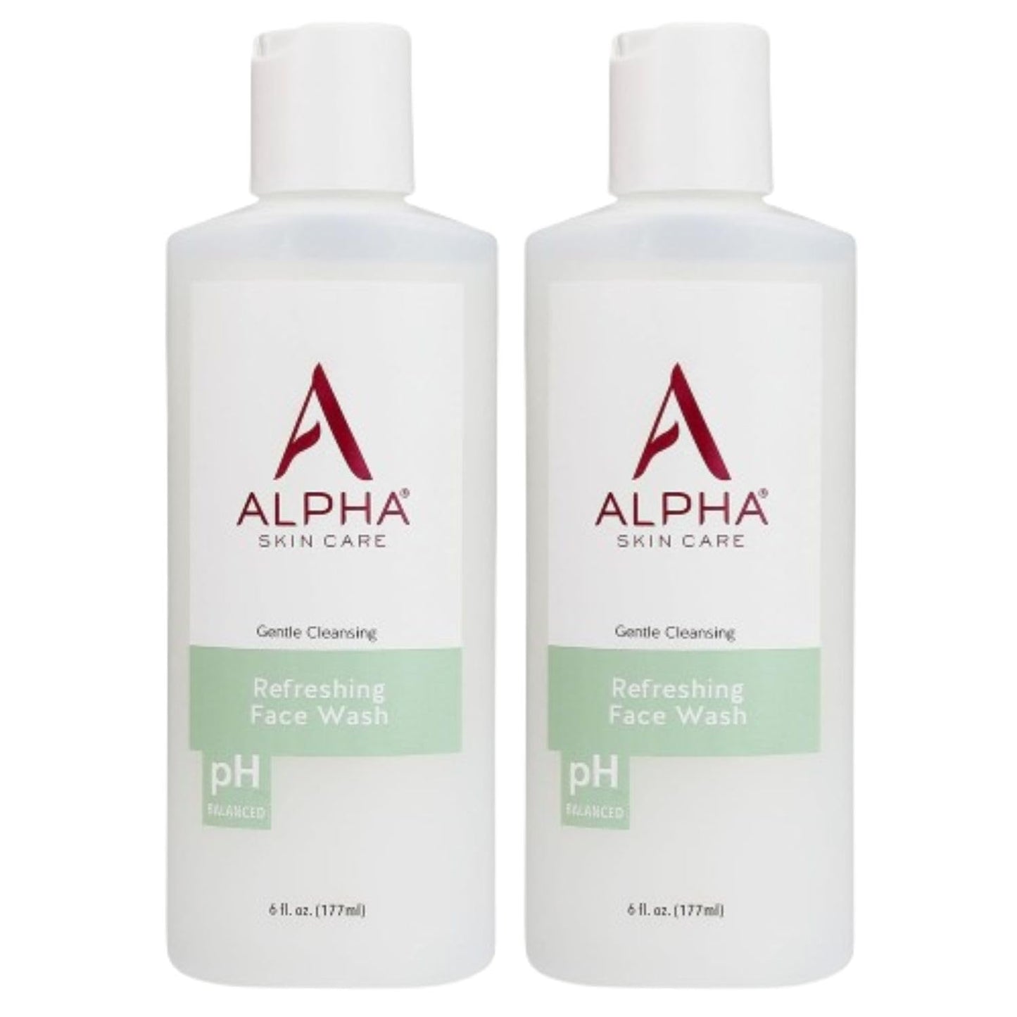 Alpha Skin Care Refreshing Face Wash, Gentle Soap-Free Formula, Citric AHA, Cleanses, Purifies, Tones & Restores pH, All Skin Types, Removes Make-Up & Oil, Anti-Aging Ingredients, 6 Oz, Pack of 2