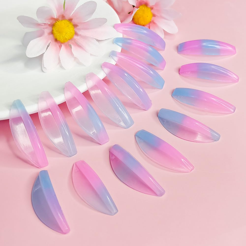 Libeauty Eyelash Lift Rods Reusable Lash Perm Pads 8 Pairs Set of Combi Silicon Pads C-Curl Eyelash Lifting Shield DIY Use at Home or Salon Lash Perming Tool