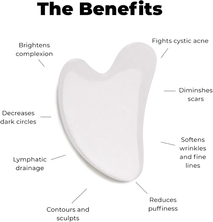 ROSELYNBOUTIQUE Gua Sha Facial Tools & Face Roller for Wrinkless Natural Skincare Tool Jade Roller Guasha Tool for Face Facial Massager (White Jade)