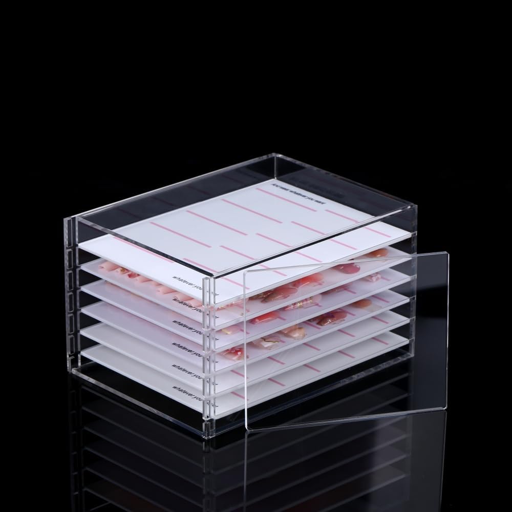 6 Layers Acrylic Nail Storage Organizer, Cosmetic Makeup Container Box, Clear Case Cabinet Display Used for Nail Storage and Nail Salons (6 Layers)