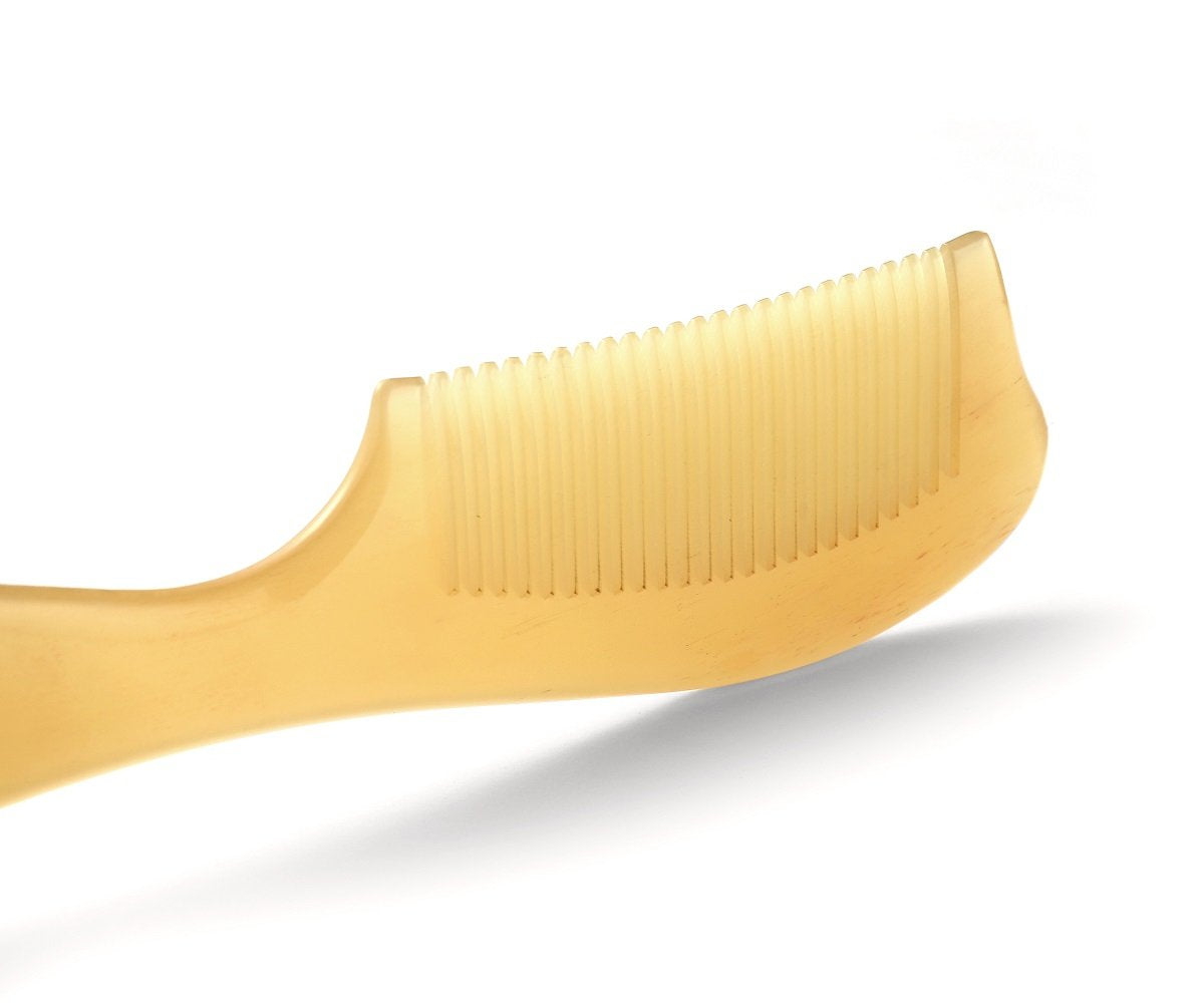 Premium Quality 100% Handmade Anti Static Natural Sheep Horn Comb - Professional Detangling Massage Comb (Smooth Handle)