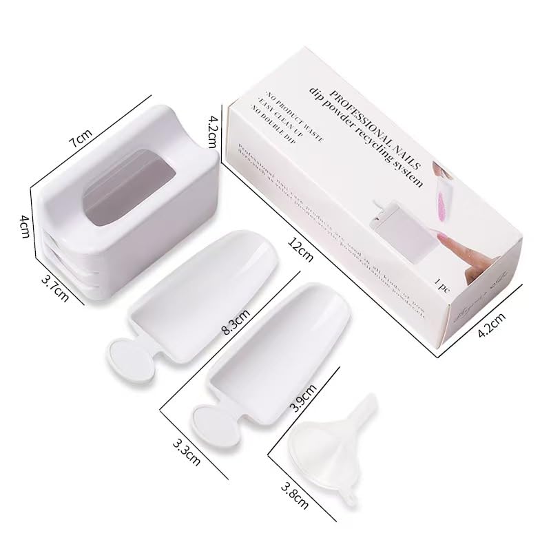 White Nail Powder Recycling Box With Scoop Nail Art Box Nail Art Accessories Makeup Tool Powder Glitter Saver Nail Art Accessories Makeup Tool