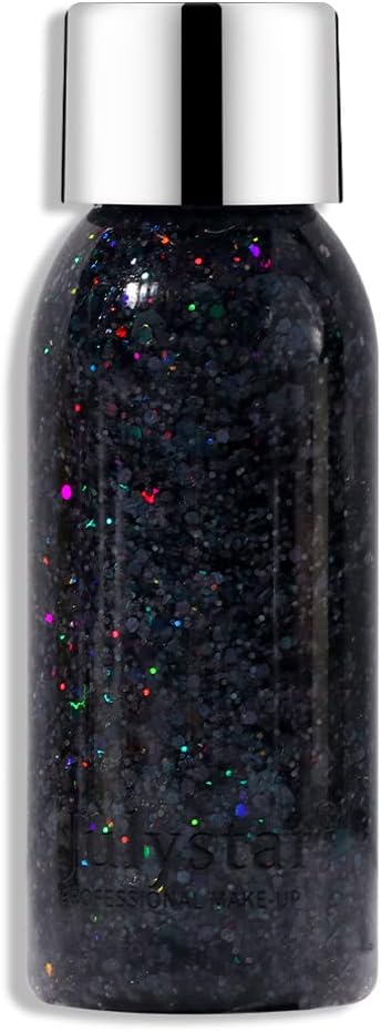 Black Face & Body Glitter Gel - Mermaid Sequins Lip, Eye, Nails, Hair & Festival Rave Accessories