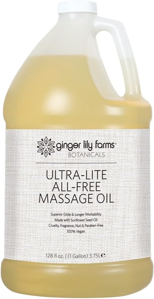Ginger Lily Farms Botanicals Ultra-Lite All-Free Massage Oil, 100% Vegan & Cruelty Free, 1 Gallon