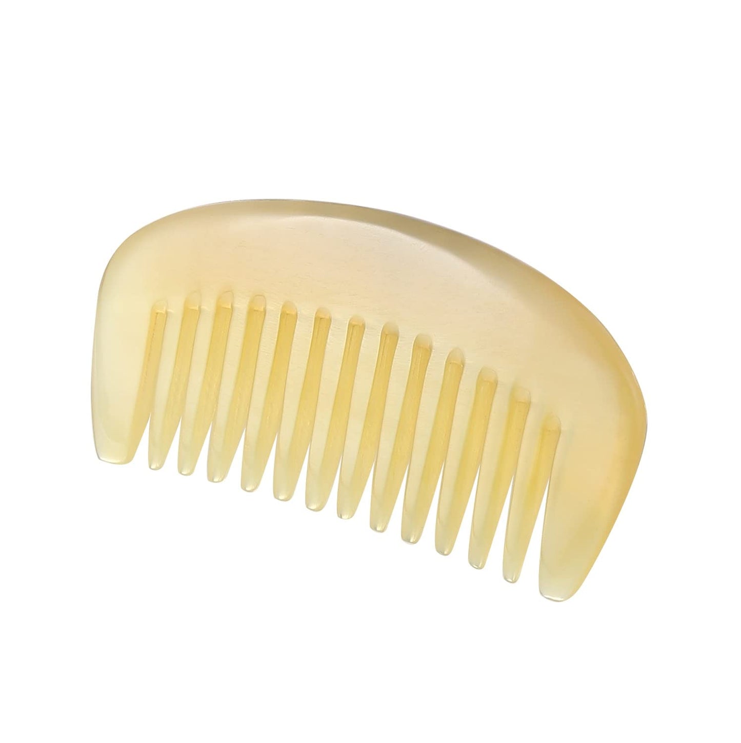 Wide Tooth Premium Quality 100% Handmade Anti Static Natural Sheep Horn Comb - Professional Detangling Massage Comb (Semicircle STY2)