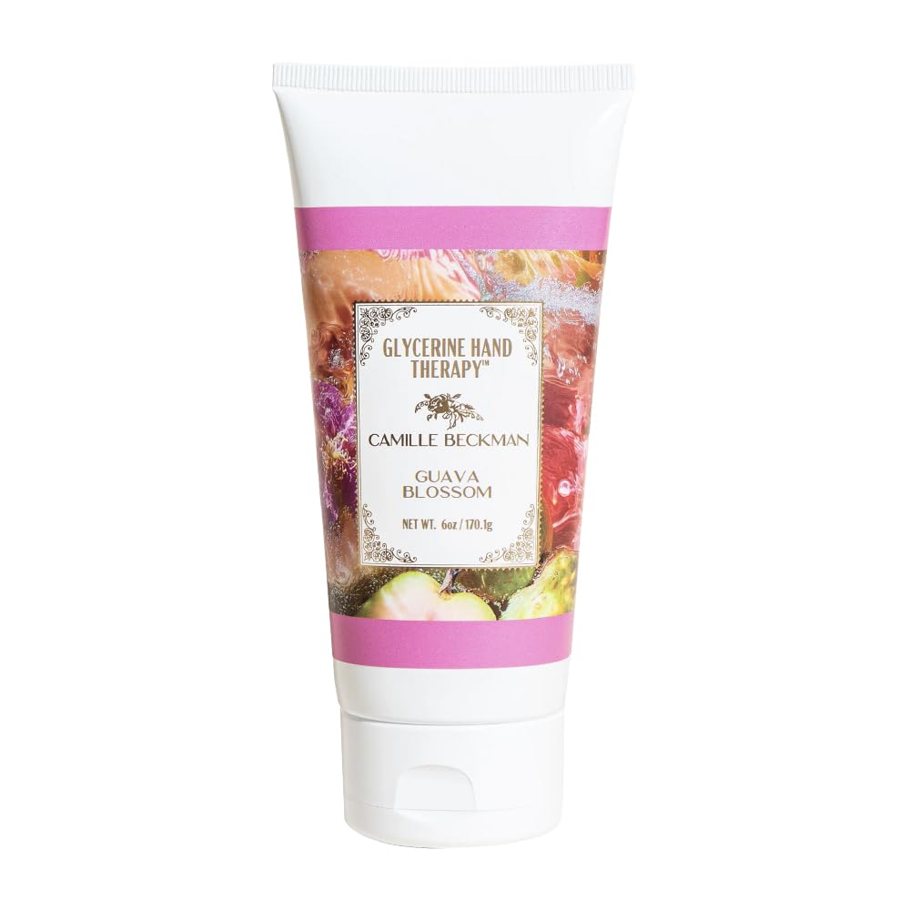 Camille Beckman Glycerine Hand Therapy Cream, Guava Blossom, Ultra Moisturizing Hand Cream for Dry, Cracked Hands, Non-Greasy, Paraben-Free, Made in USA, 6 Ounce