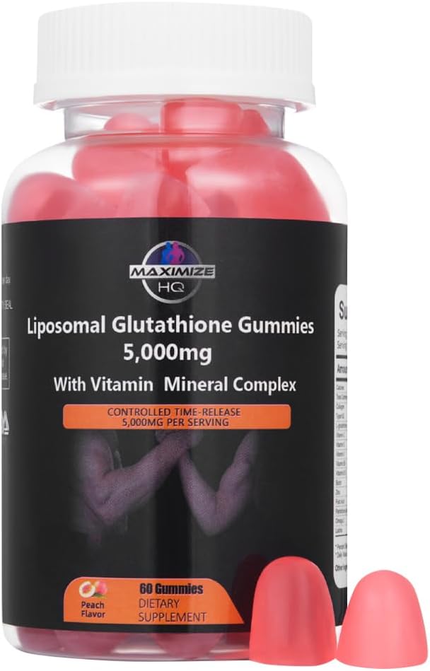 MAXIMIZE HQ Glutathione Gummies - Supports Essential Bodily Processes - Time-Release Formula - Fruit Juice Extract - Gluten Free