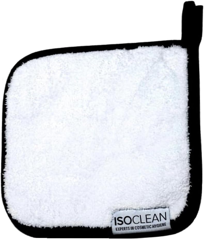 Isoclean Microfibre Towel - Absorbant Soft Fabric Towel for Makeup Brush Cleaning with Reinforced Edges, Machine Washable and Reusable for Delicate Makeup Brushes, 8x8 Inches, Small