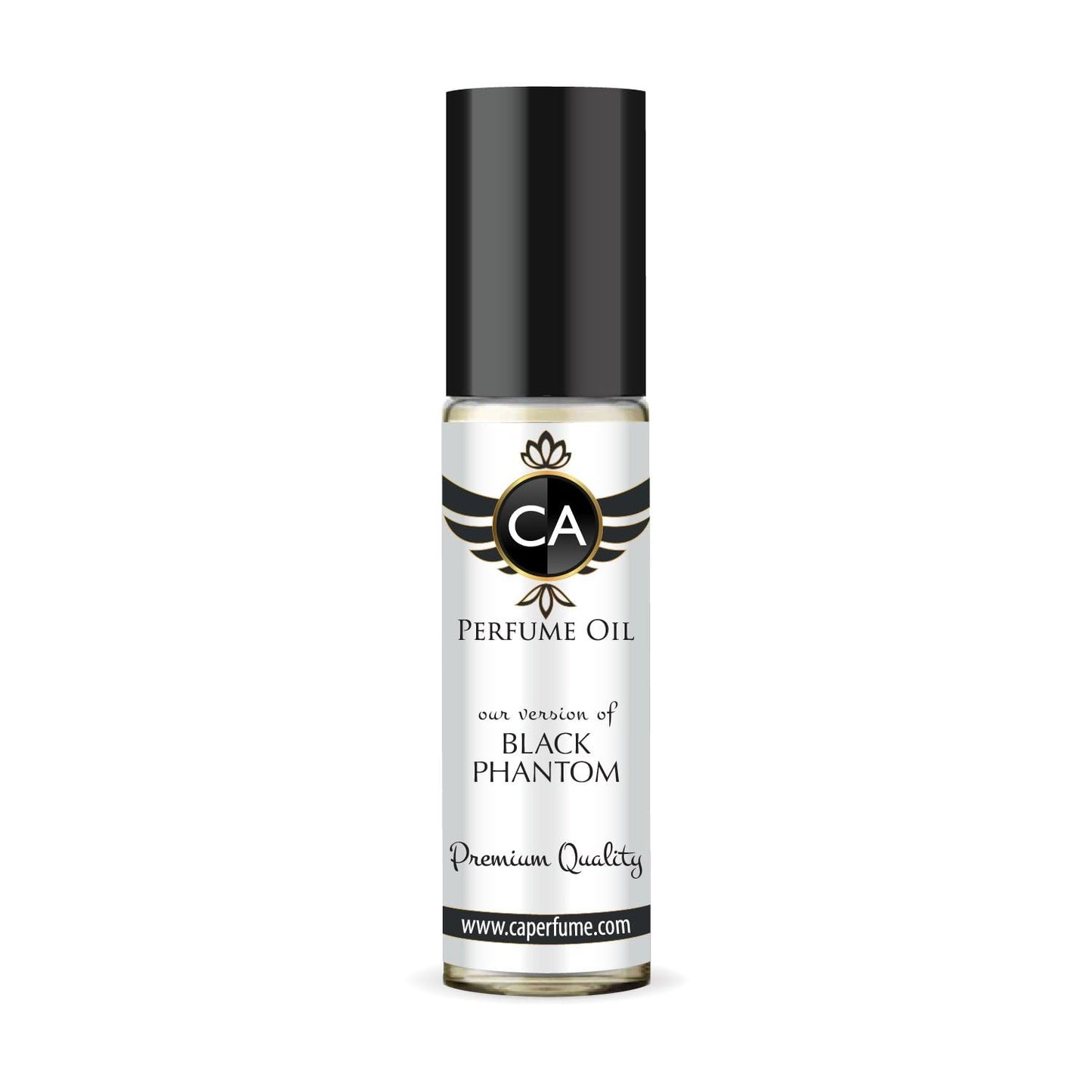 CA Perfume Impression of Black Phantom Unisex Eau De Parfum Amber Vanilla Scent Long Lasting Unisex Fragrance Travel Size TSA Ready for Day and Night Wear 0.33 Fl Oz 10ml