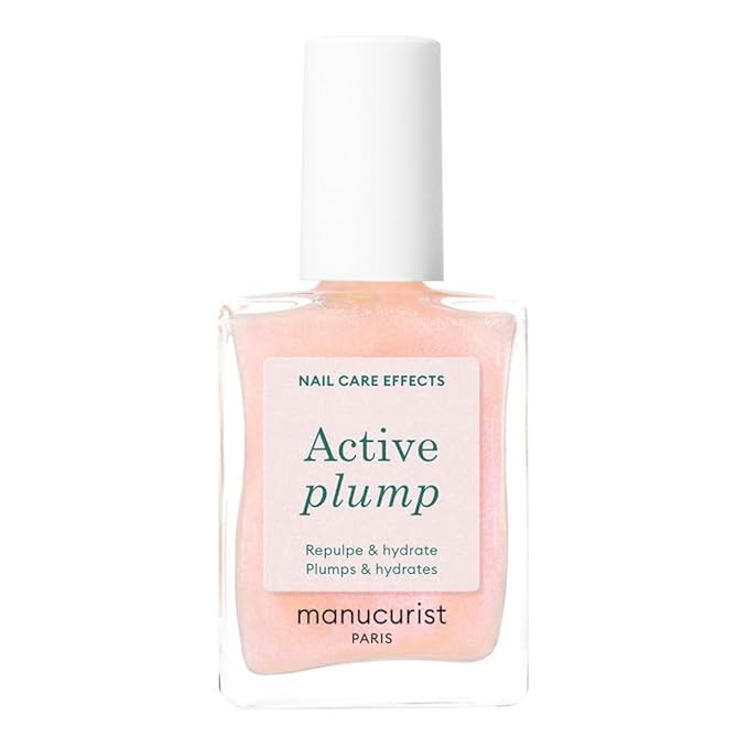 Manucurist Active Plump Nail Polish & Care - Collagen & Peach Extract - No Lamp - Nail Hydrator with Ultra-Glossy Baby Rose Shimmer for Instant Plumping Effect - Nail Volumizer - Vegan & Plant-Based
