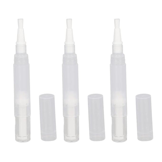 3 PCS Transparent Twist Pens, 4.5ml Rotating Reusable Cuticle Oil Pen Nail Oil Container Applicator with Brush Tip for Skin Care Nail Care Home Travel