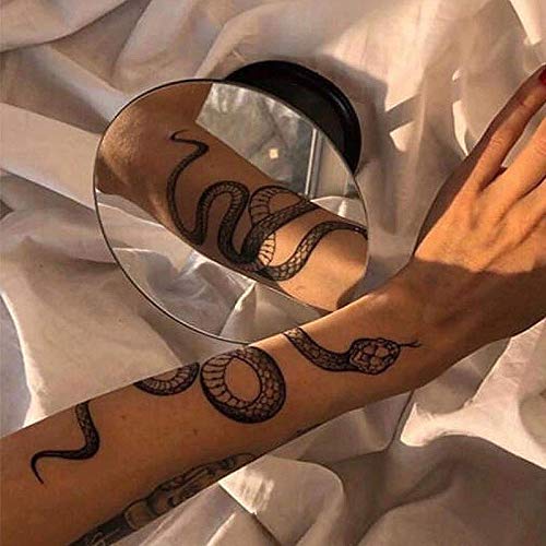 Fashion Realistic Big Size Black Snake Temporary Tattoo Stickers for Women Men Waterproof Fake Tattoo Waist Body Forearm Arm (Pack of 3)
