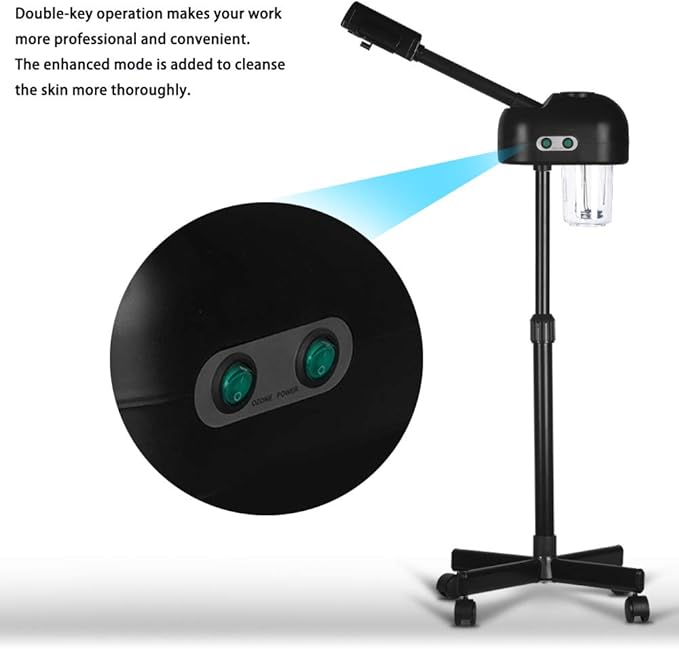 Professional Facial Steamer with Hot Mist, Face Steamer Machine for Esthetician, Home Salon Spa Facial Cleaning (Black)