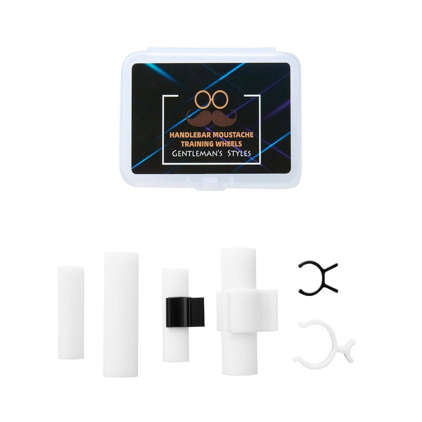 Flylin Handlebar Mustache Training Wheels, 2 Pair Handlebar Beard Shaping Tool Portable Mustache Curler for Men, Mustache Styling Template Shaping Tool Gifts for Father Boy Husband Boyfriend (M/L)