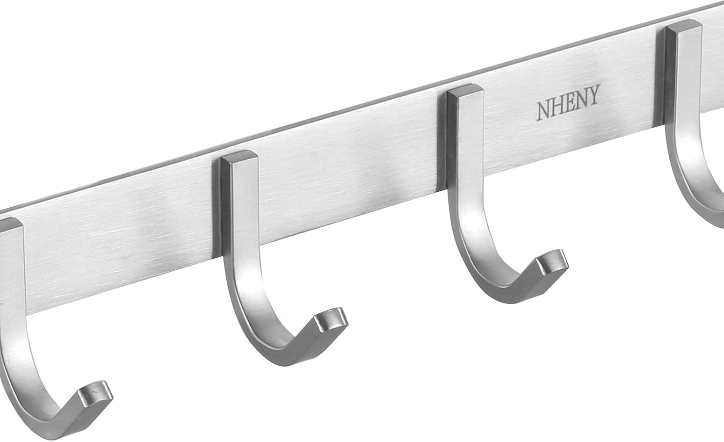 Coat Hook Hanger Wall Mounted 17-Inch Towel Hook Rack with 7 Hooks, Easy Installation Rail for Bedroom, Bathroom, Foyer, Hallway, Office, Rust and Water Proof (Stainless Steel Brushed Nickel)