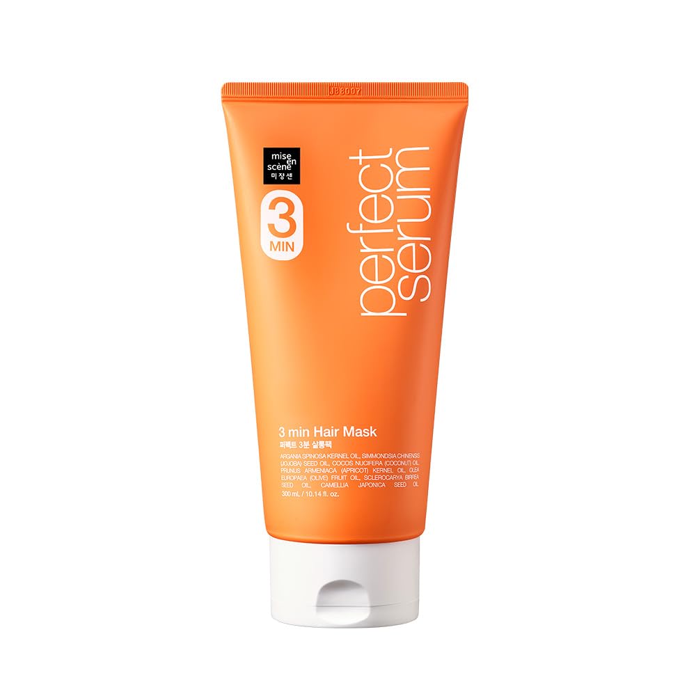 Mise En Scene 3 Min Korean Hair Mask - Perfect Serum Super Rich 3 Min Salon Pack - Strengthening and Hydrating, Korean HairCare, Hair Balm Texture 10.14 Fl Oz.