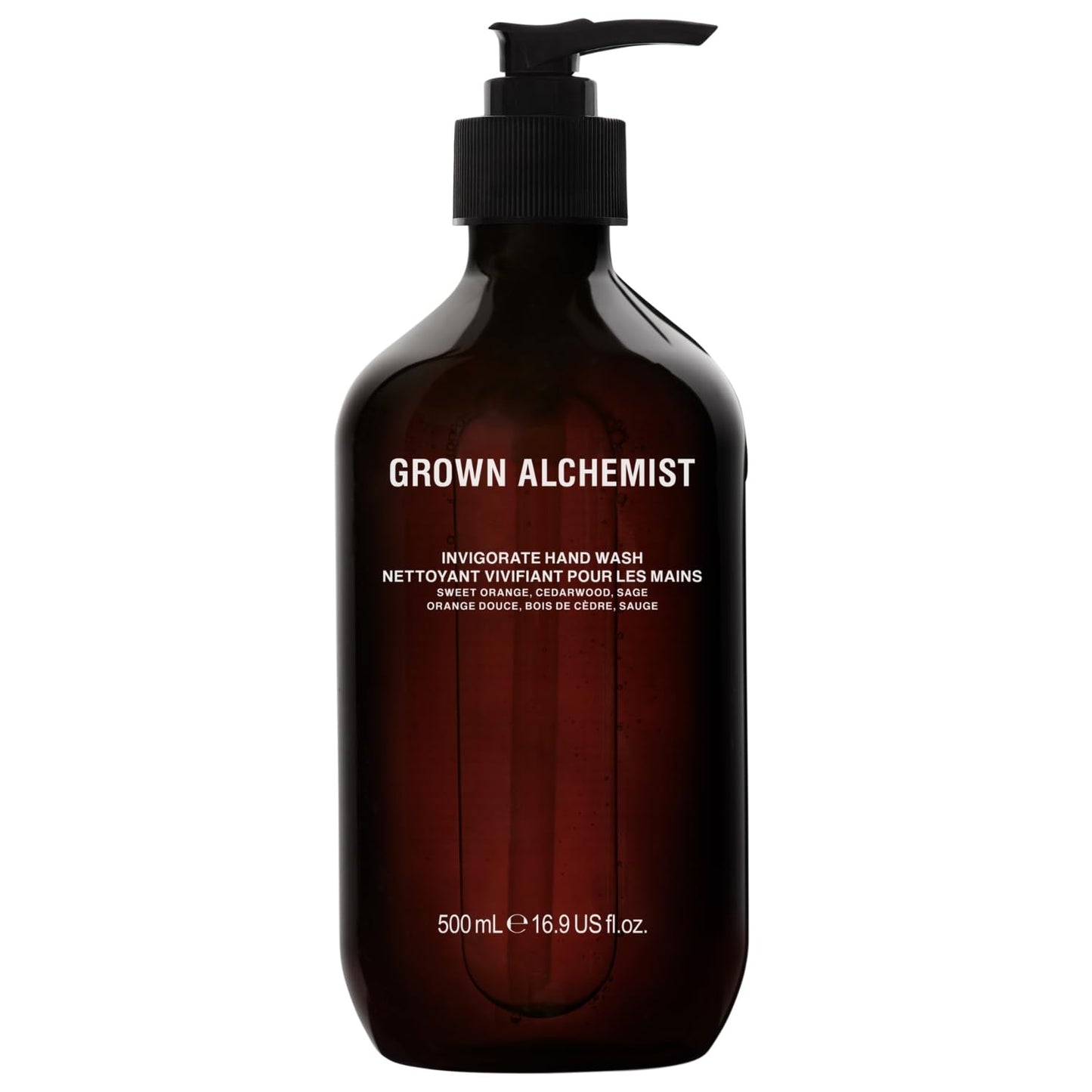 Grown Alchemist Invigorate Hand Wash – Liquid Hand Soap with Aloe, Sweet Orange, Cedarwood & Sage – Gentle, Moisturizing Kitchen & Bathroom Soap, Natural Plant Based Gel Cleanser, 500mL