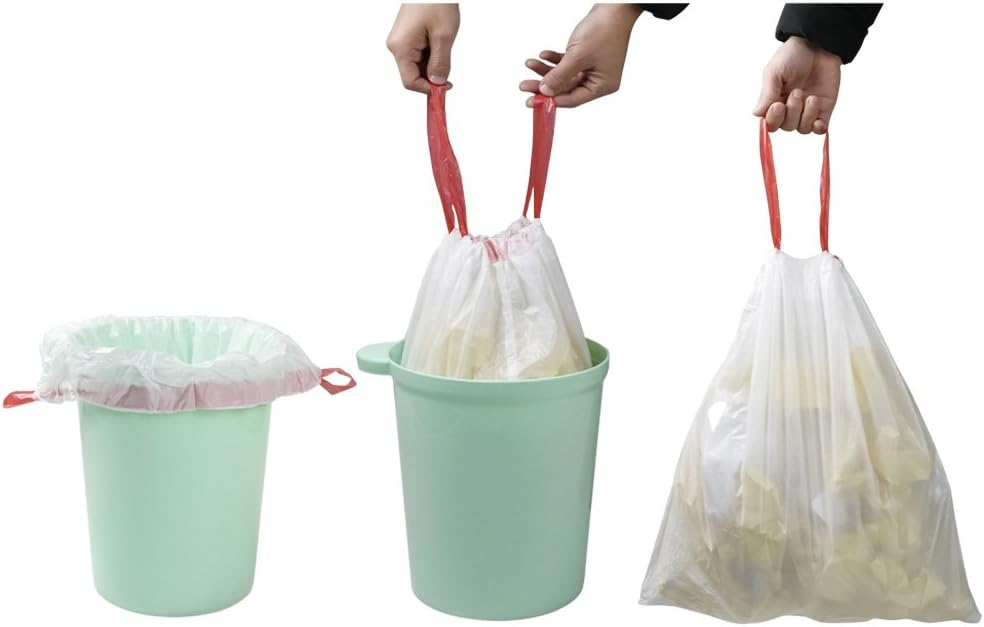 1.5 Gallon Small Trash Bags With Drawstring, White Garbage Bags