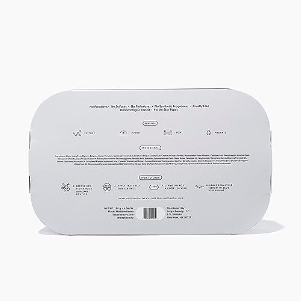 LOOPS DREAM SLEEP - Nighttime Slugging Hydrogel Facial Mask w/Natural Oils, Vitamins, Antioxidants, & Fatty Acids - Restored Skin, Toned, Plump, Hydrated - 5 pc