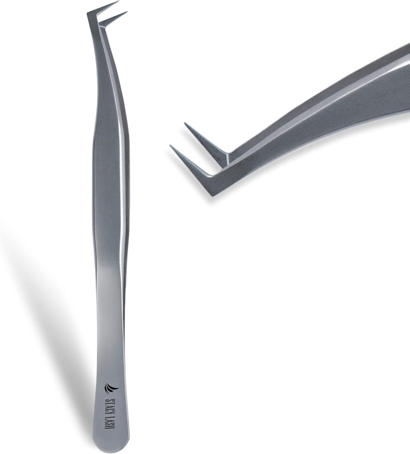 Stacy Lash STL-6 Eyelash Extension Tweezers/Precision Tool for False Lashes Application & Premade Fans/Supplies for Volume Extensions/Curved Tweezer Tip/Beauty Accessories/Eyelashes Tools
