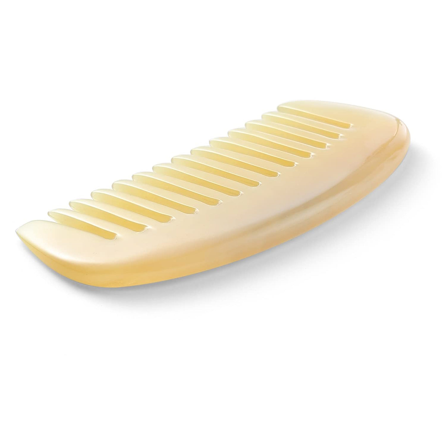 Wide Tooth Premium Quality 100% Handmade Anti Static Natural Sheep Horn Comb - Professional Detangling Massage Comb (Semicircle STY2)