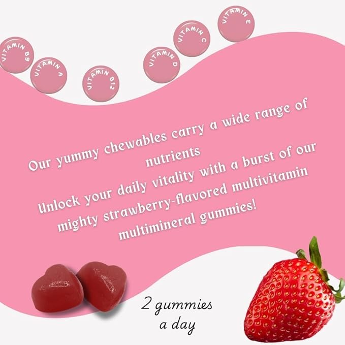 SOHM Multivitamins Gummies, 60 Count, Supports Healthy Life, Vitamin A, Vitamin C,Vitamin E,Vitamin D3,Folic Acid Gummies,Multivitamins for Men and Women