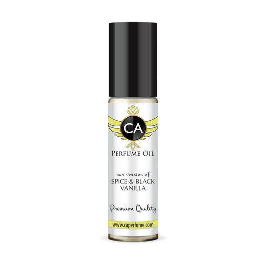 CA Perfume Originals Spice & Black Vanilla for Men Perfume Oil Vanilla Scent Long Lasting Cologne for Men Travel Size TSA Ready Mini Parfum Body Oil Roll-on 0.33 Fl Oz 10ml