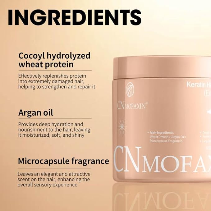 Keratin Hair Mask & Deep Conditioner, Hydrating & Deep Conditioning Repair with Wheat Protein & Argan Oil for Dry, Damaged, or Color-Treated Hair, Anti-Frizz Hair Treatment - 17.5 Oz.