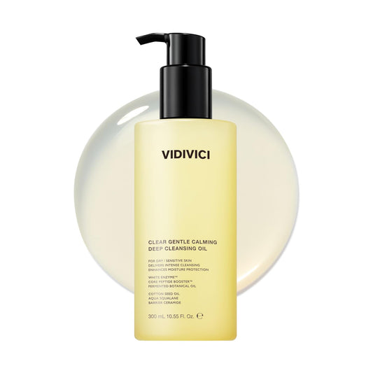 VIDIVICI Clear Gentle Calming Deep Cleansing Oil 10.14 fl.oz | Smooth & Gentle Makeup Remover for Sensitive Skin, Protect Skin Barrier with Ceramide, Korean skin care