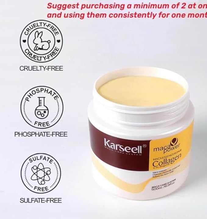 Collagen Hair Treatment Deep Repair Conditioning Argan Oil Collagen Hair Mask Essence for Dry Damaged Hair All Hair Types 16.90 oz 500ml