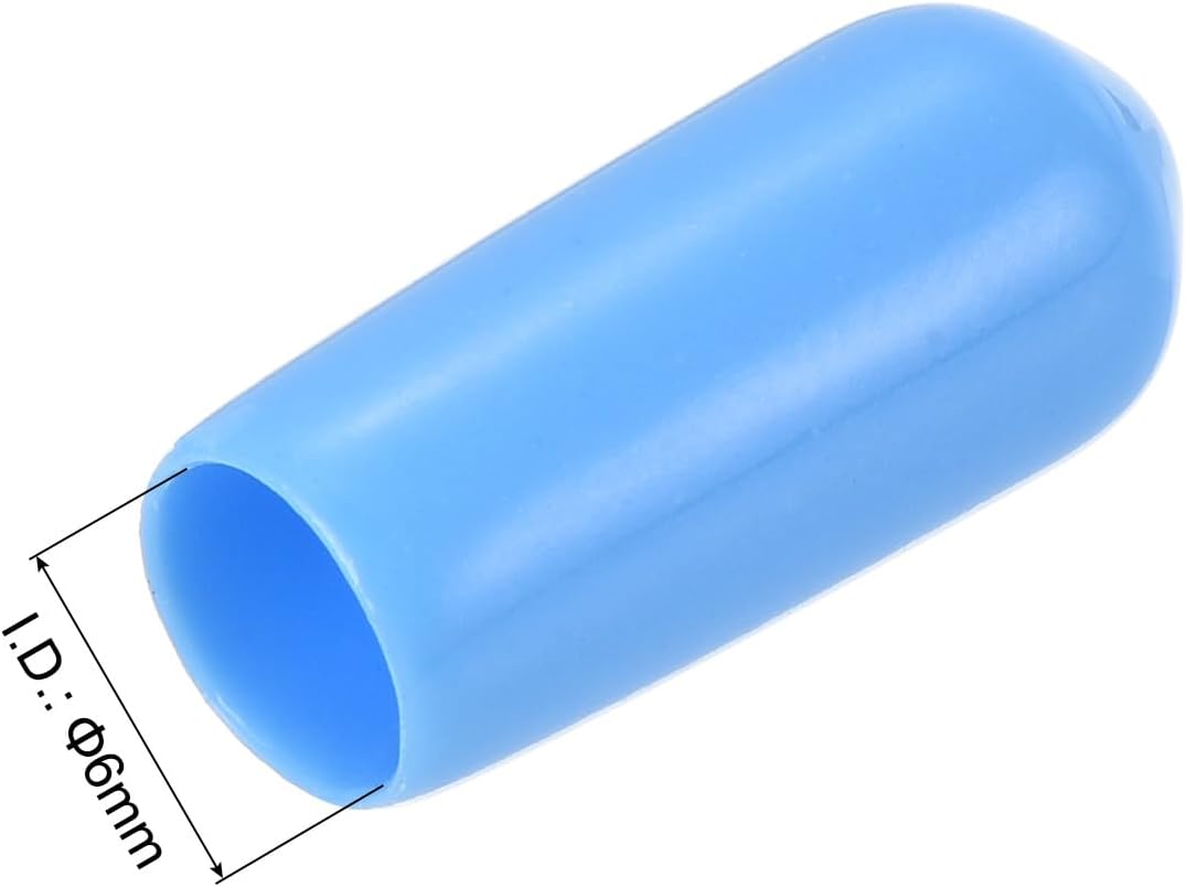 uxcell 50pcs Rubber End Caps 6mm(1/4 inch) ID Vinyl Round Tube Bolt Cap Cover Screw Thread Protectors Light Blue