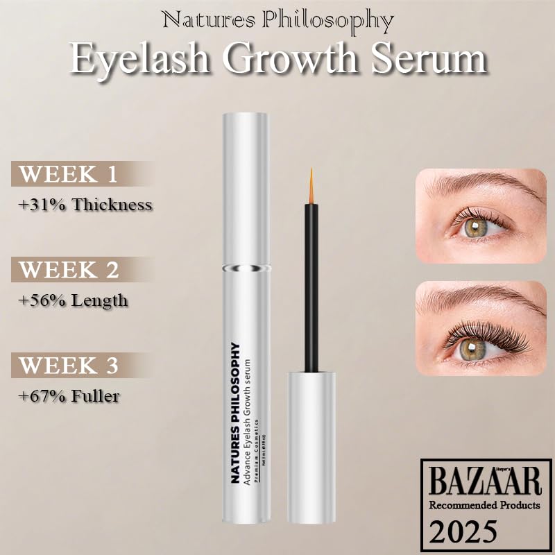 NP NATURES PHILOSOPHY Lash Brow Growth Serum, Prostaglandin-Free Eyelash Liquid for Thicker Longer Fuller Natural Lashes, Peptide Eyelash Eyebrow Enhancing Serum - Sérum De Pestañas Crecimiento 3ml