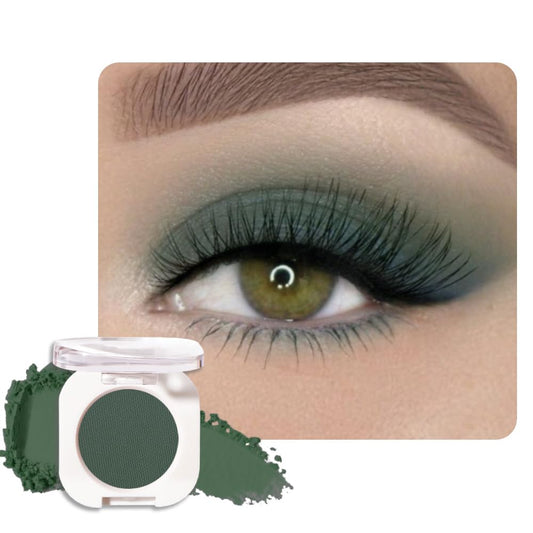 Single Matte Eye Shadow Palette Makeup, Forest Green Matte Eyeshadow for Older Women Halloween Birthday Party Wear, Monochrome Eye Shadow Makeup, Pigmented Waterproof Sombras Para Ojos, 16