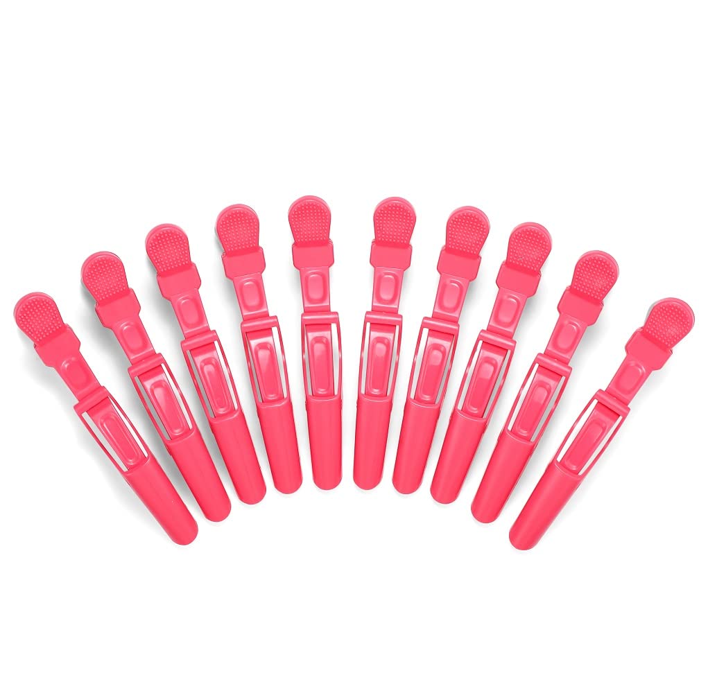 10pcs/set Croc Clips Transparent Plastic Hairdresser Clips Hair Styling Sectioning Barrettes Professional Non Slip Alligator Clips Salon DIY Accessories(10pcs-Watermelon Red)